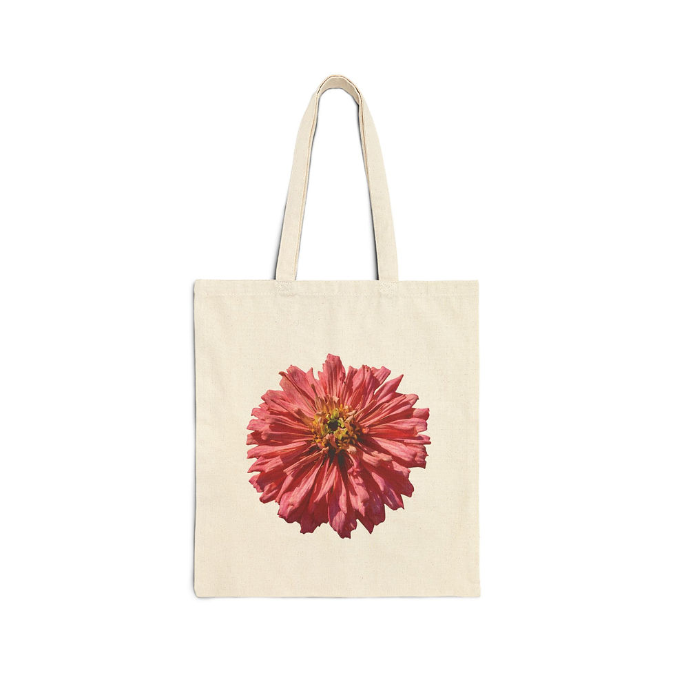 Pink Zinnia Cotton Canvas Tote Bag