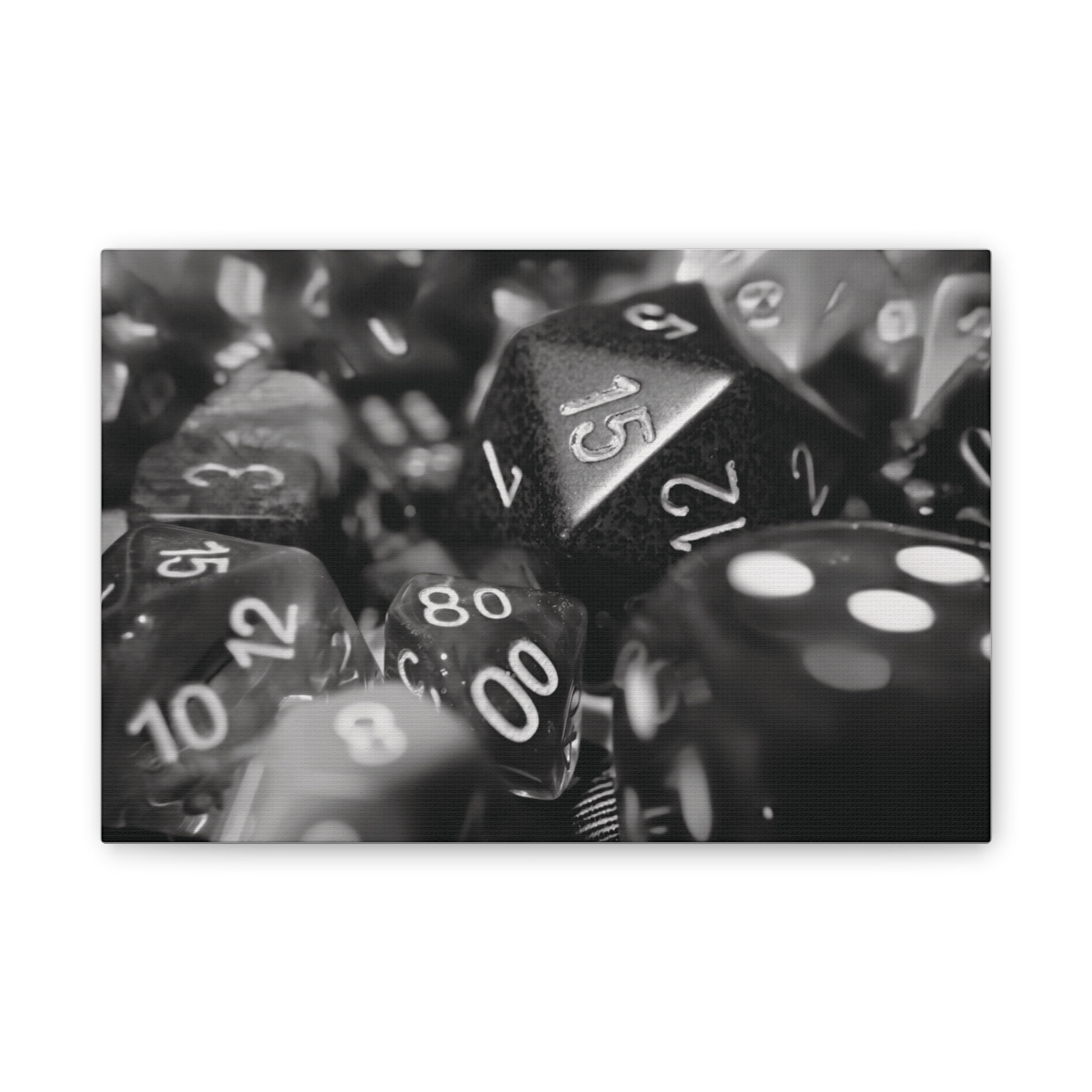 Black and White Gaming Dice Canvas Print