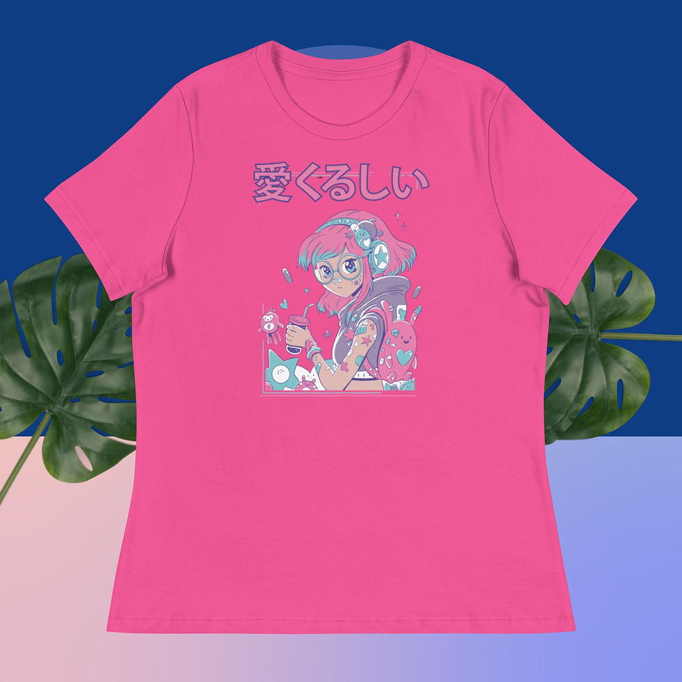 Thumbnail: Cute Anime Girl with Glasses Women's Relaxed T-Shirt