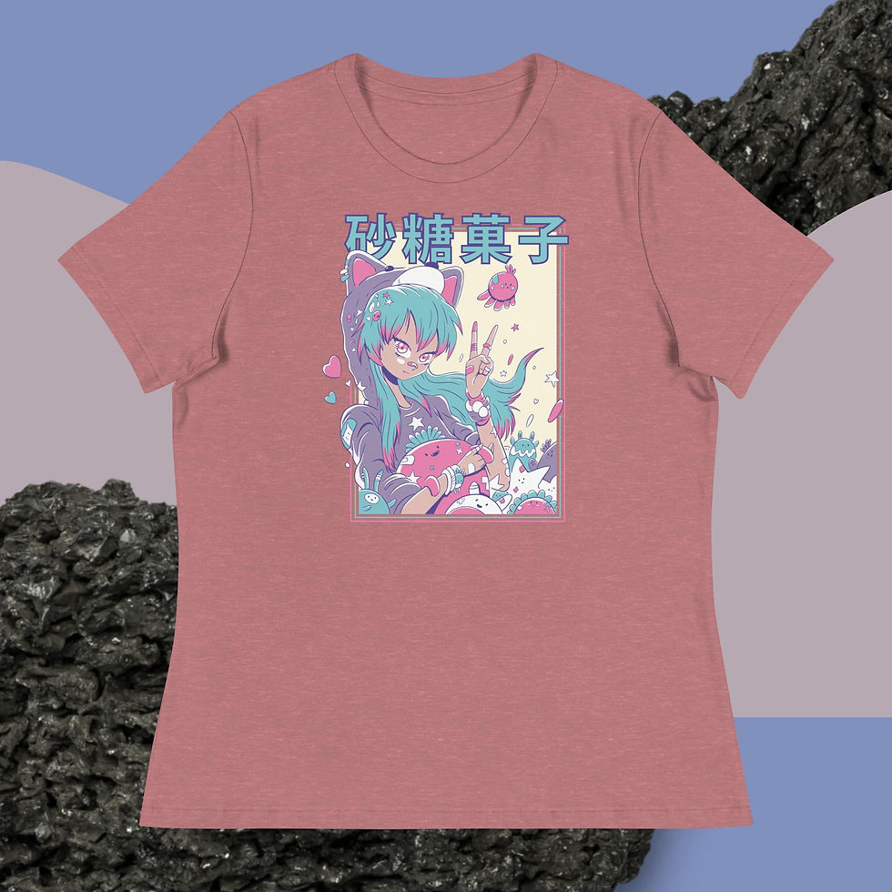 Thumbnail: Cute Anime Girl with Plushie Women's Relaxed T-Shirt