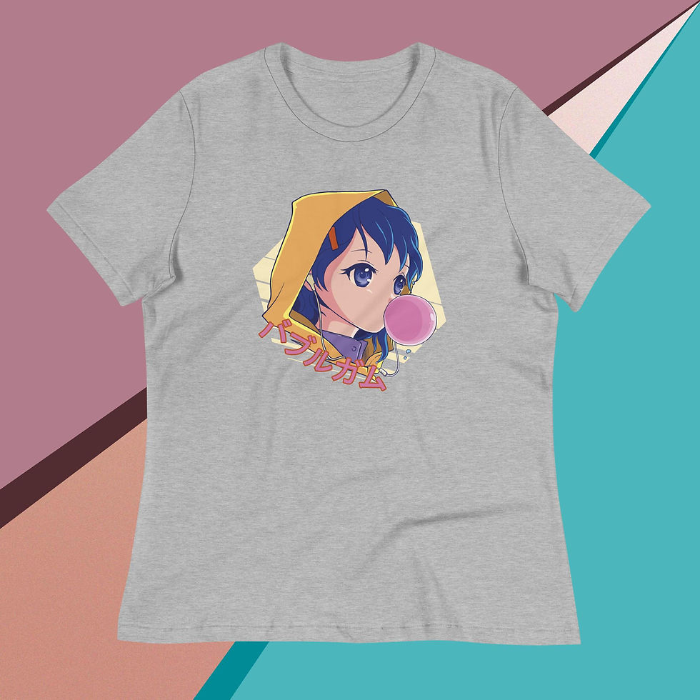 Thumbnail: Anime Girl with Gum Bubble Women's Relaxed T-Shirt