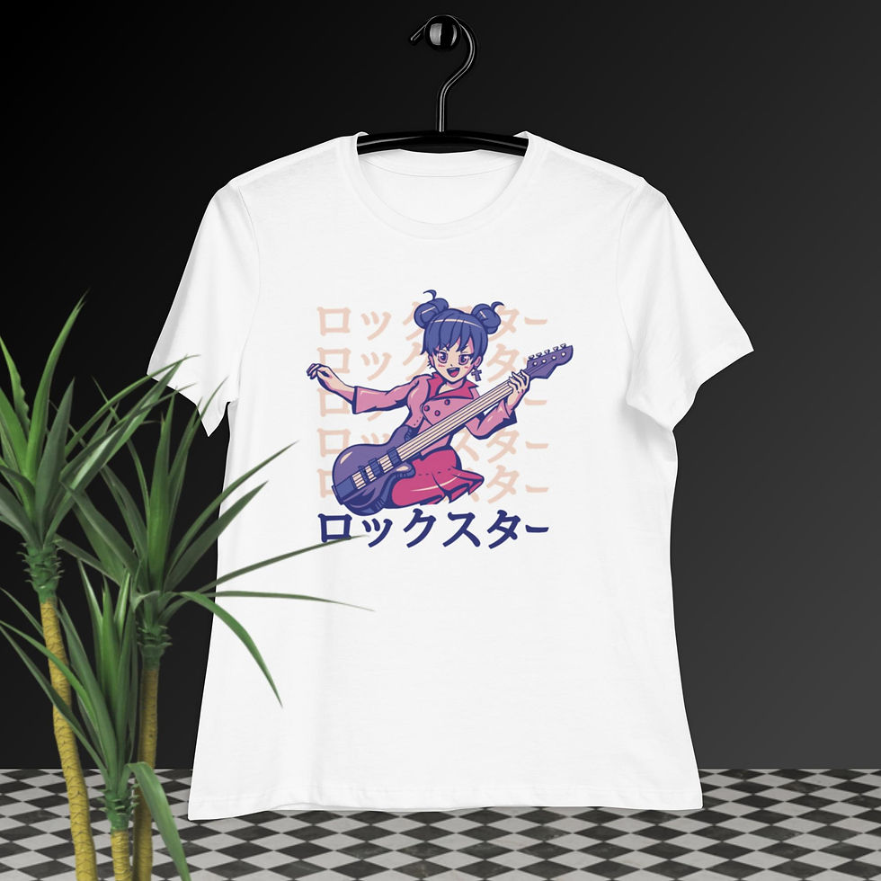 Thumbnail: Rockstar Anime Girl Guitar Women's Relaxed T-Shirt