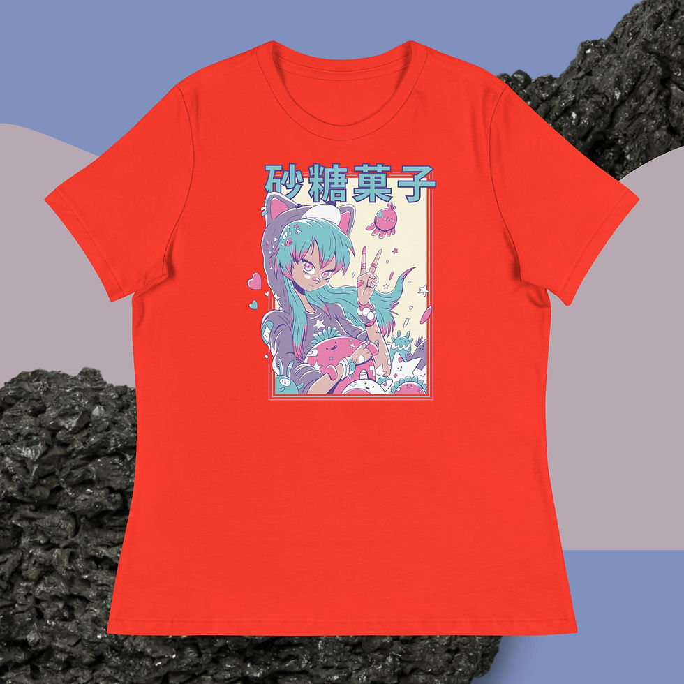 Thumbnail: Cute Anime Girl with Plushie Women's Relaxed T-Shirt