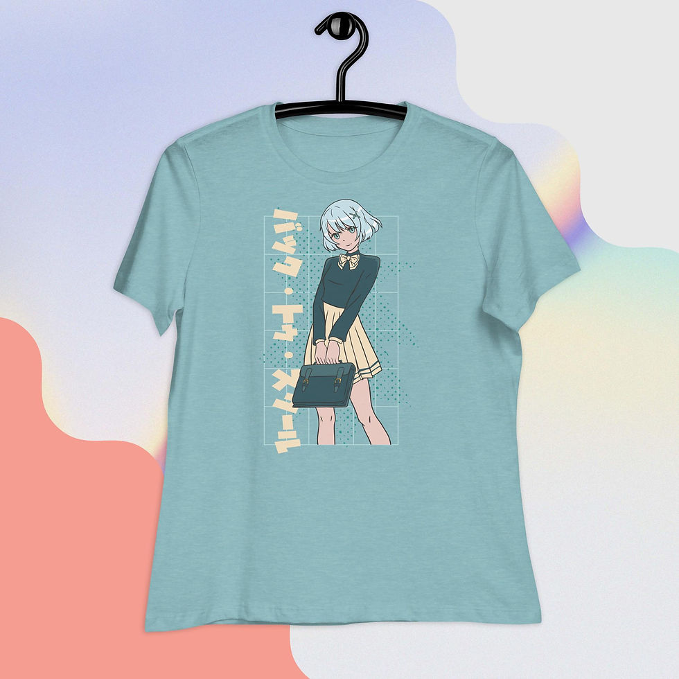 Thumbnail: Anime School Girl with Bag Women's Relaxed T-Shirt