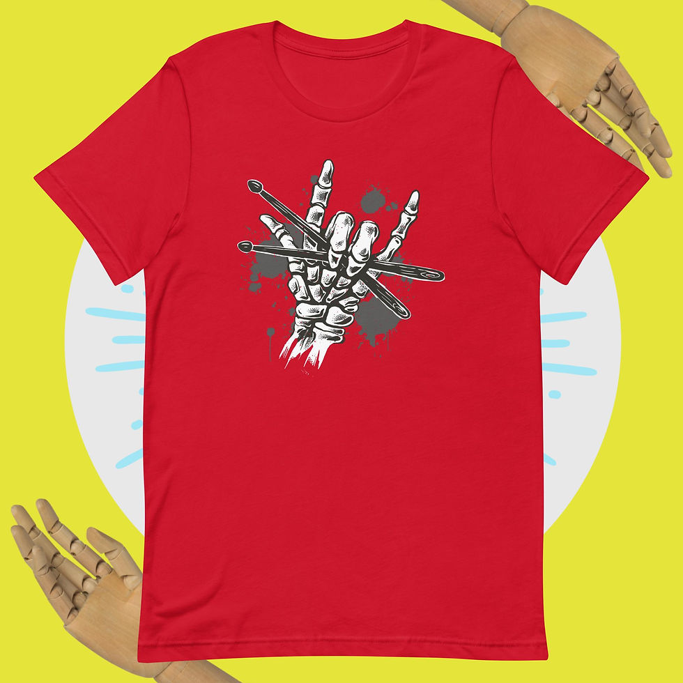 Thumbnail: Skeleton with Drumsticks Unisex T-Shirt