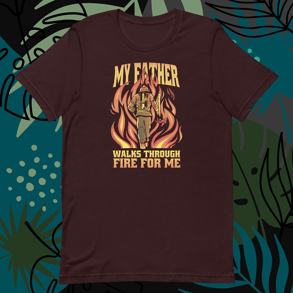 Thumbnail: Firefighter Father in Flames Unisex T-Shirt