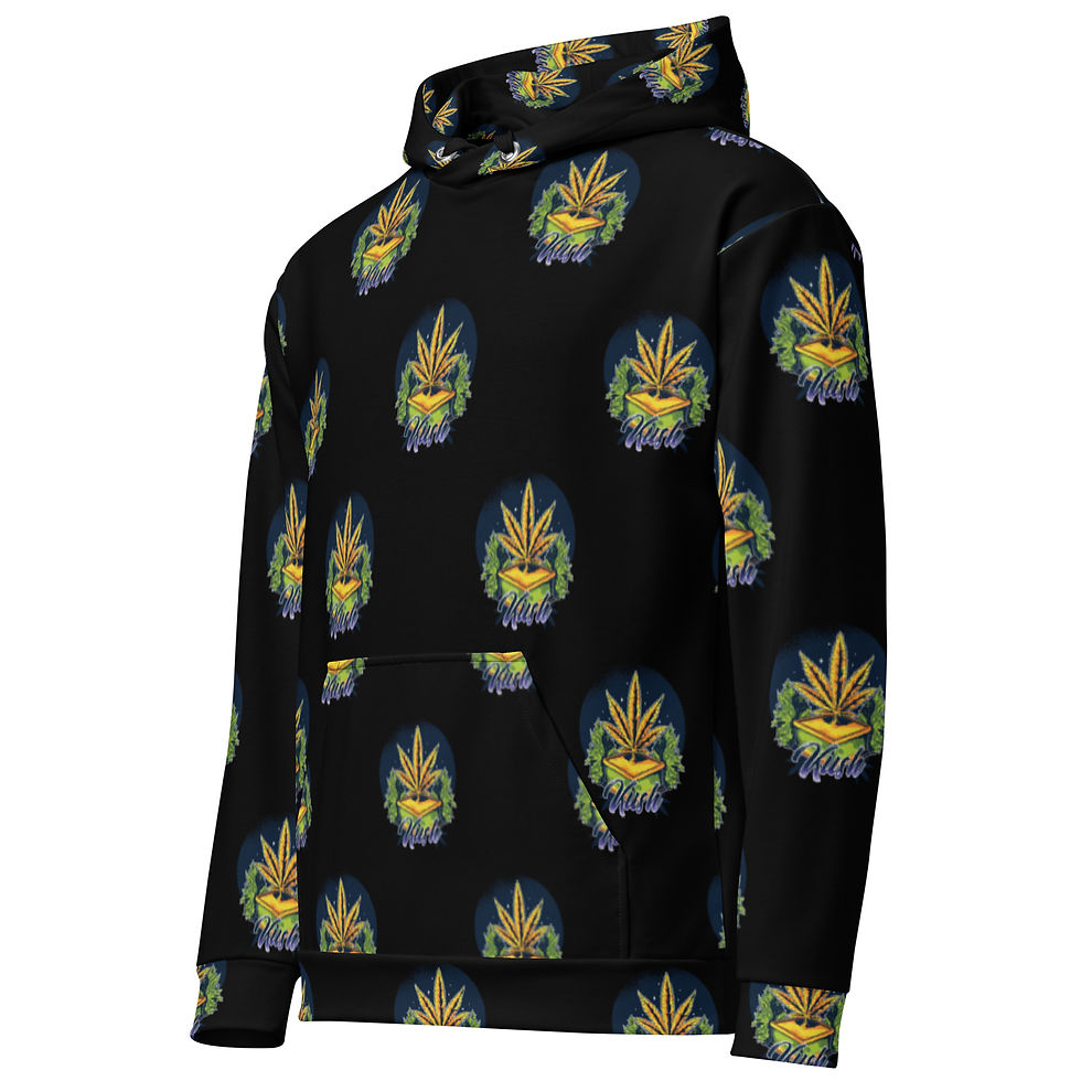 Thumbnail: Black Background Kush Unisex Cotton Hoodie