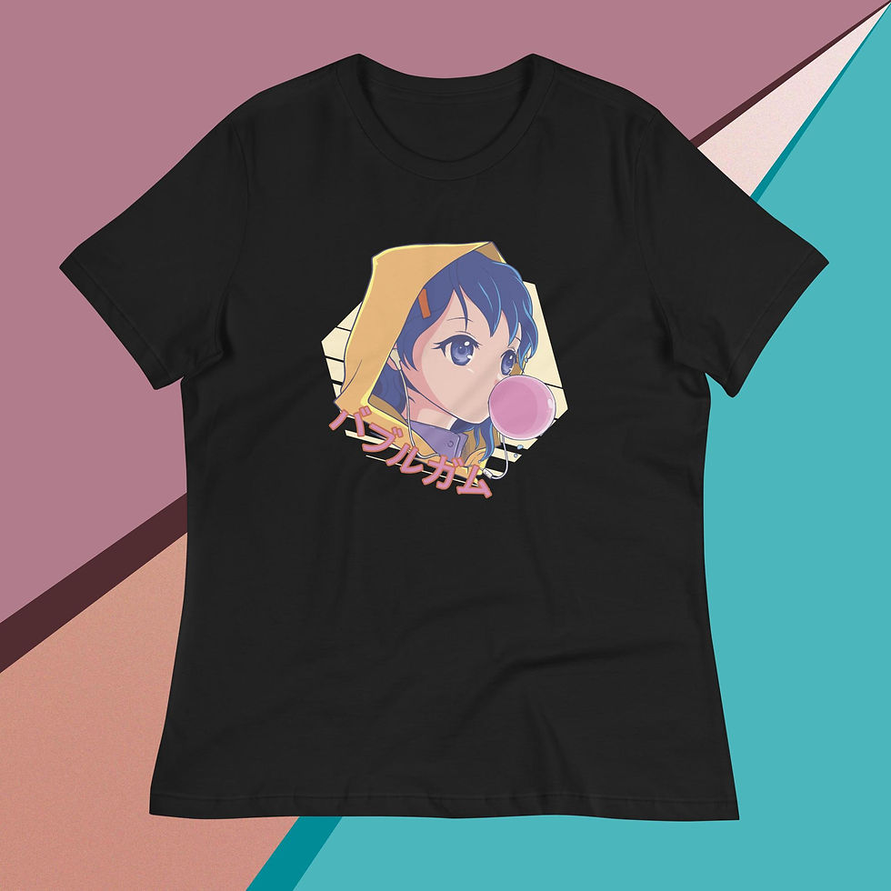 Thumbnail: Anime Girl with Gum Bubble Women's Relaxed T-Shirt