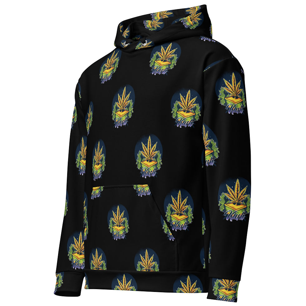 Thumbnail: Kush All-Over Black Unisex Cotton Hoodie 