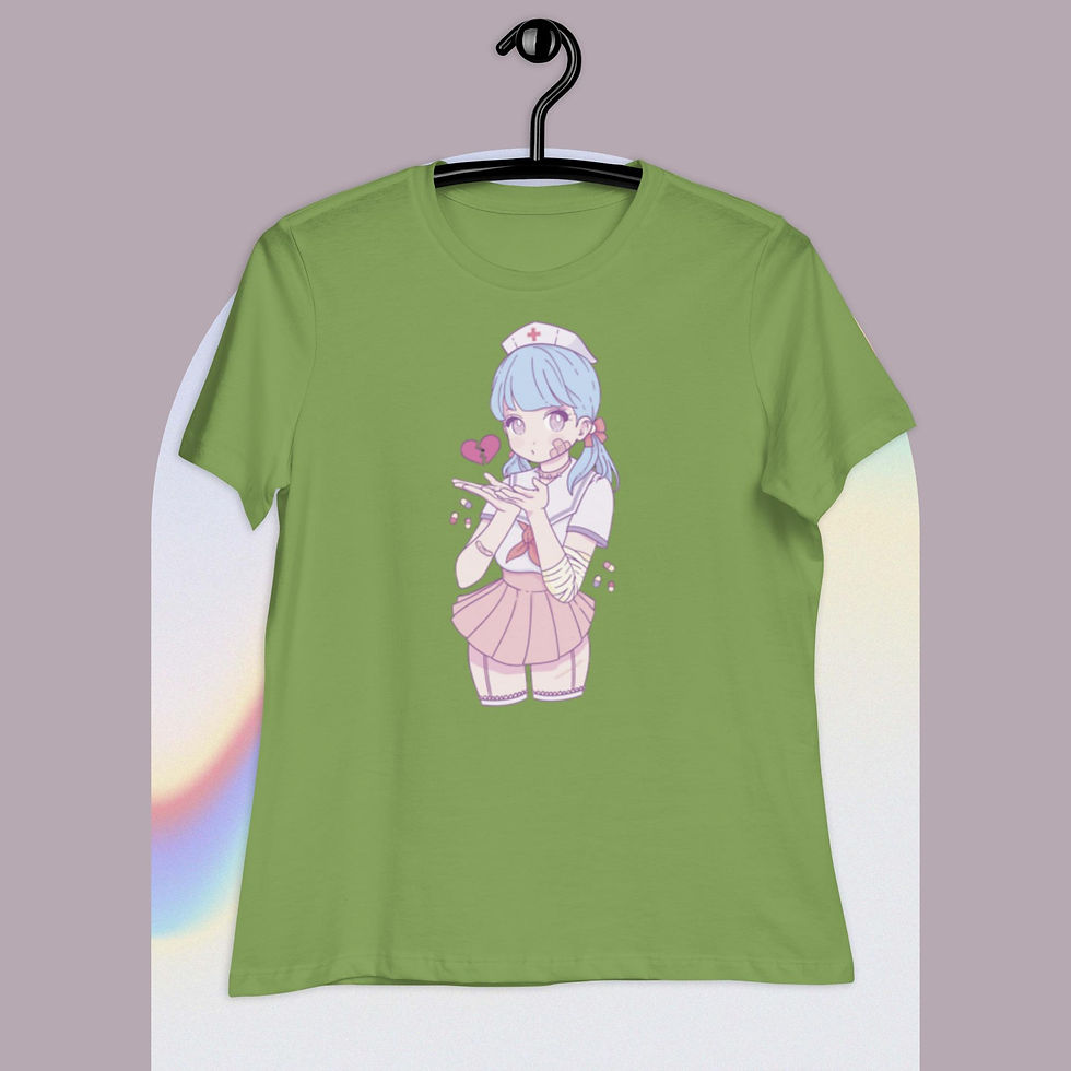 Thumbnail: Anime Aurse with Broken Heart Women's Relaxed T-Shirt 