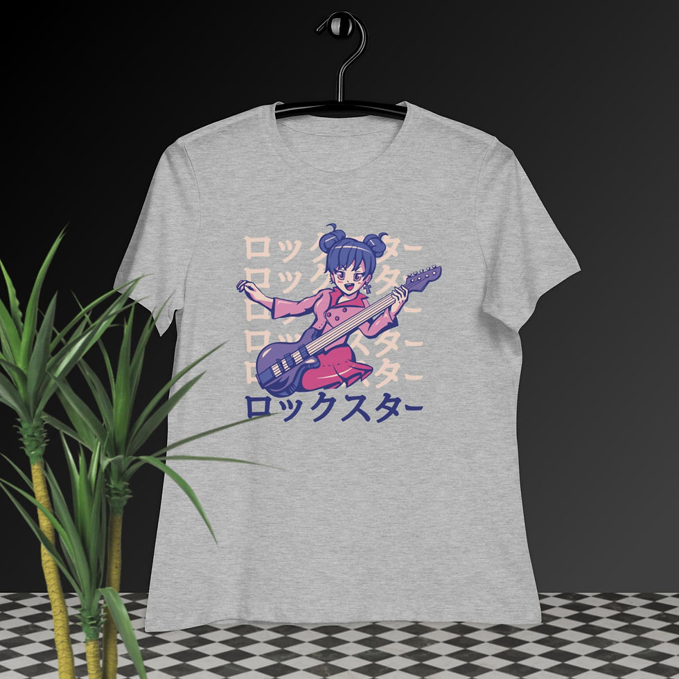 Thumbnail: Rockstar Anime Girl Guitar Women's Relaxed T-Shirt