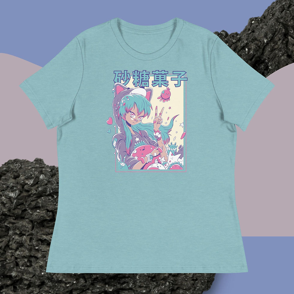Thumbnail: Cute Anime Girl with Plushie Women's Relaxed T-Shirt