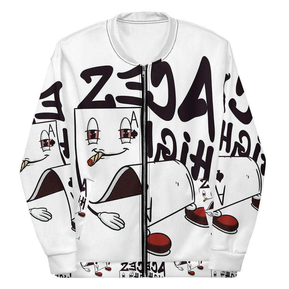 Thumbnail: Aces high Invert Print Unisex Bomber Jacket