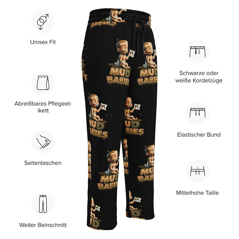 Thumbnail: Black Mud Babies Wide-Leg Joggers