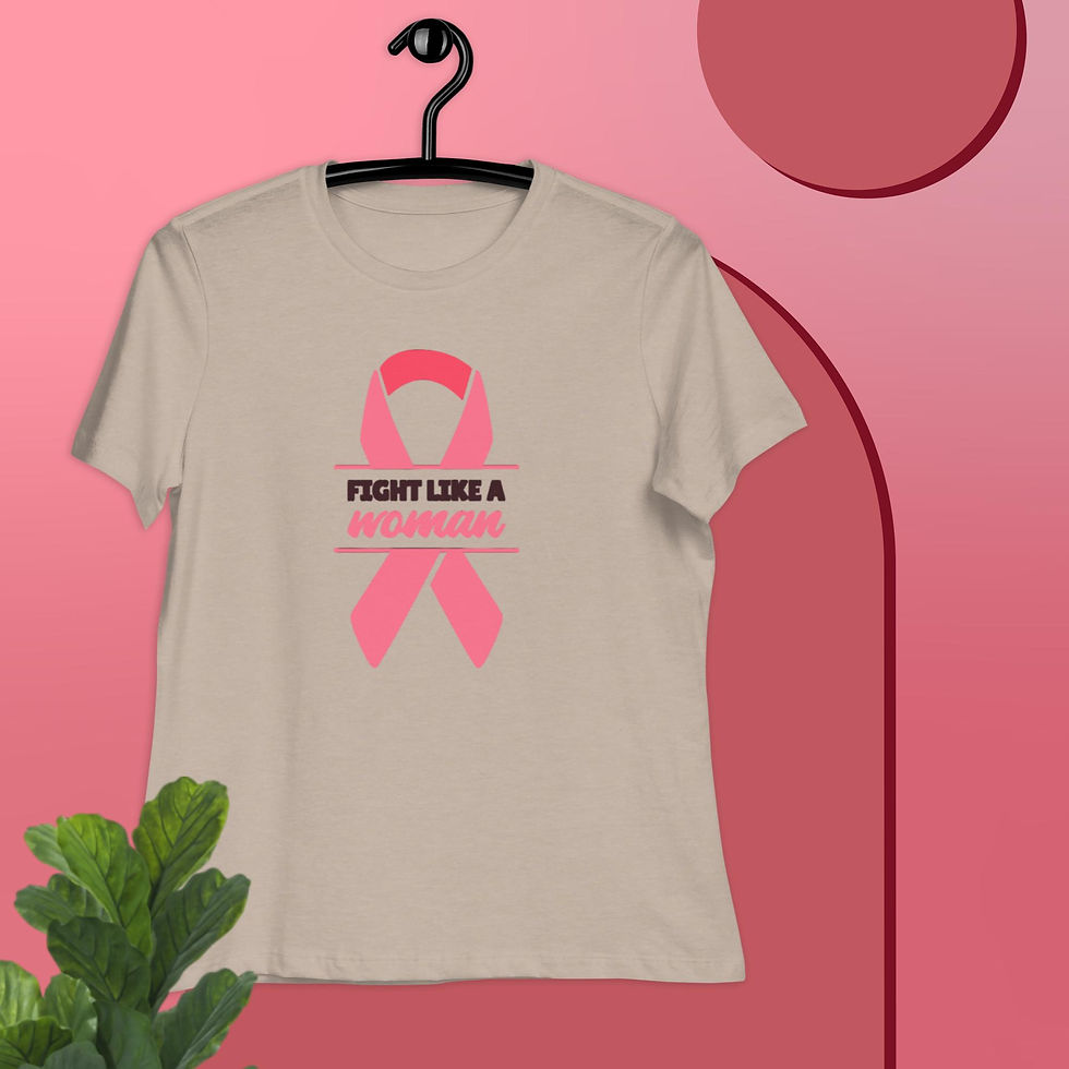 Thumbnail: Breast Cancer Fight Like Woman Ribbon Women's Relaxed T-Shirt