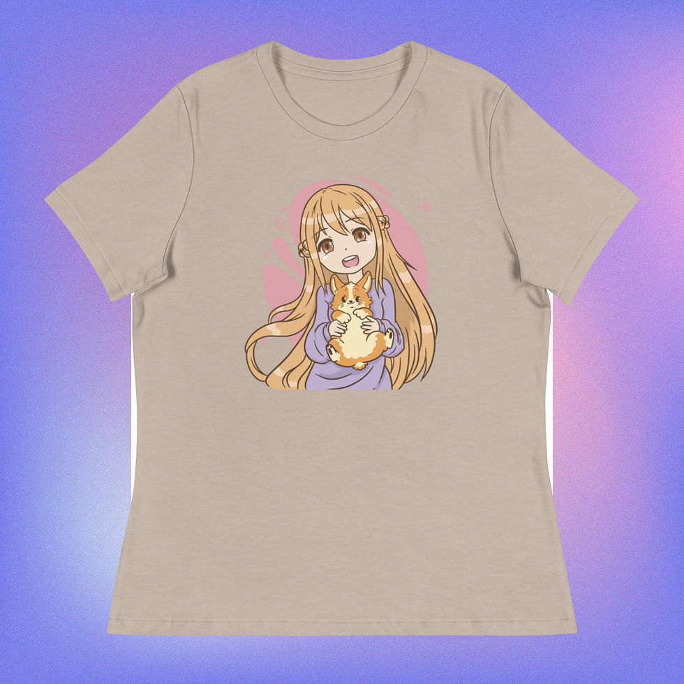 Thumbnail: Anime Girl and Corgi Dog Women's Relaxed T-Shirt