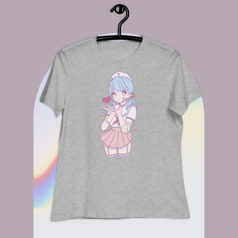 Thumbnail: Anime Aurse with Broken Heart Women's Relaxed T-Shirt 