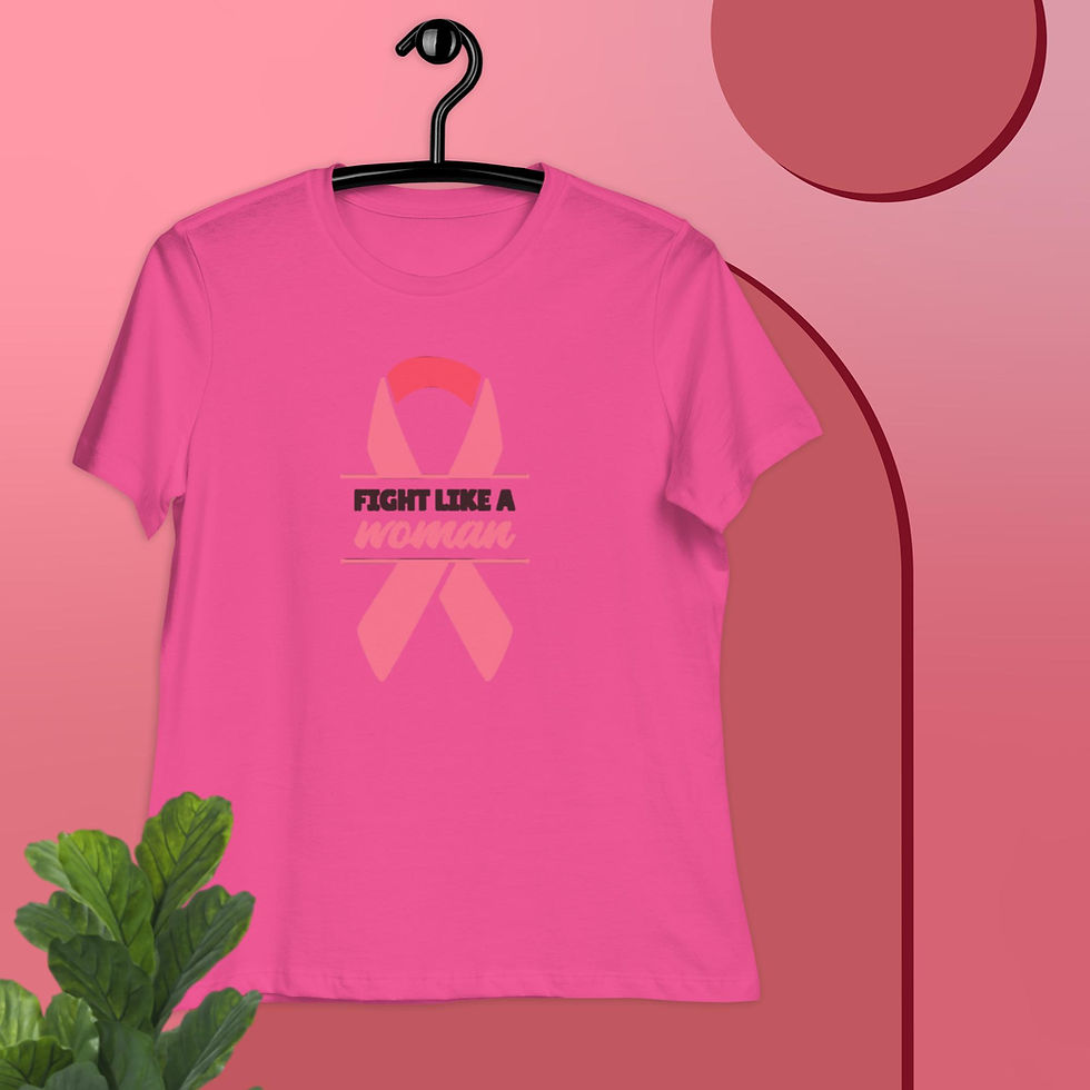 Thumbnail: Breast Cancer Fight Like Woman Ribbon Women's Relaxed T-Shirt