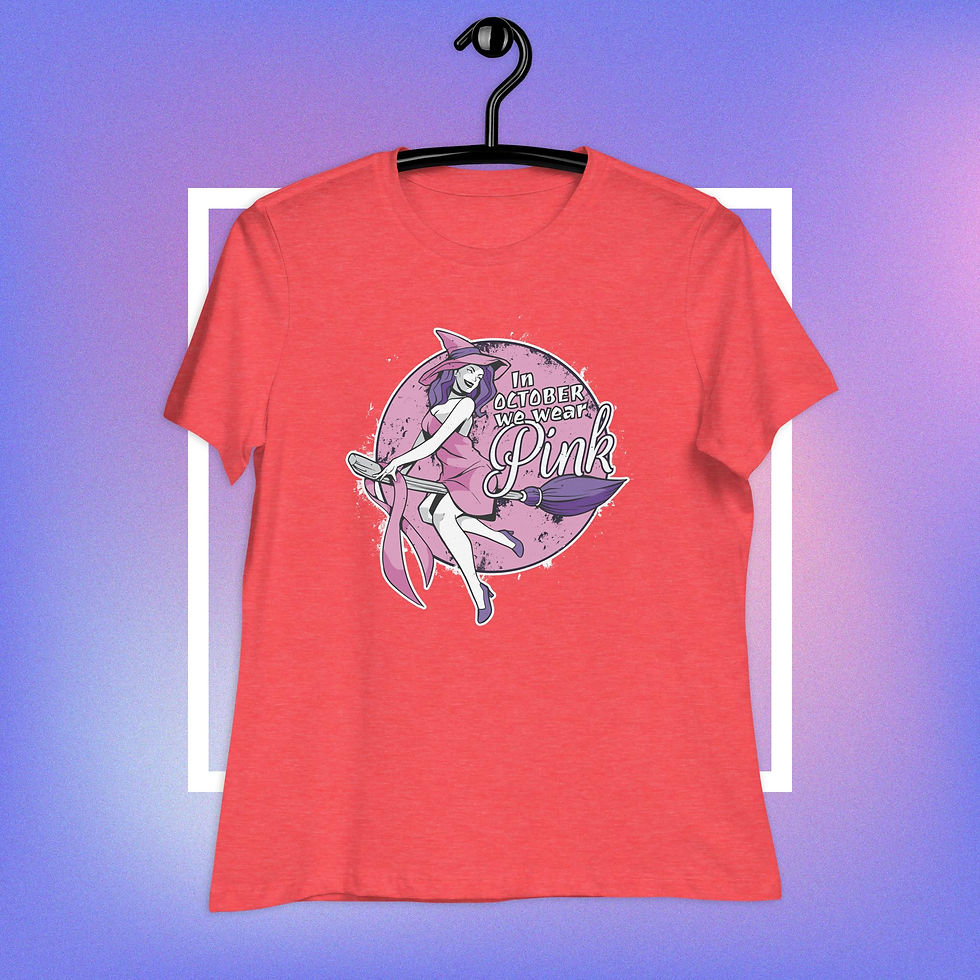 Thumbnail: Breast Cancer Awareness Witch Women's Relaxed T-Shirt