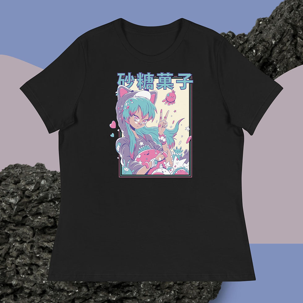 Thumbnail: Cute Anime Girl with Plushie Women's Relaxed T-Shirt
