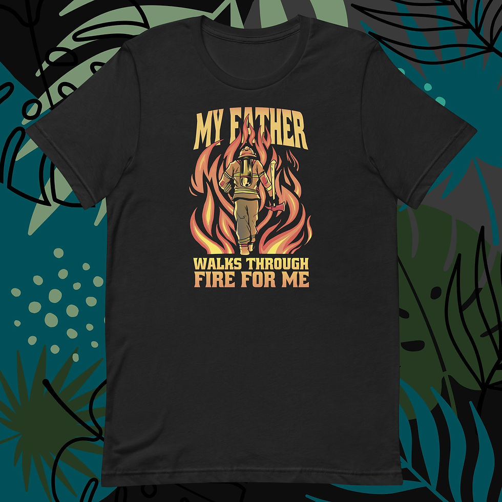 Thumbnail: Firefighter Father in Flames Unisex T-Shirt