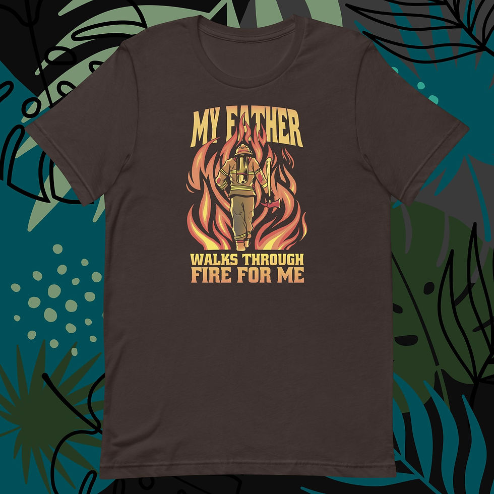 Thumbnail: Firefighter Father in Flames Unisex T-Shirt
