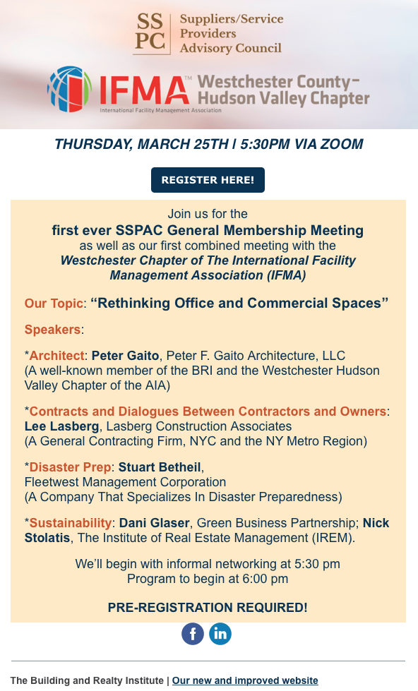 BRI and IFMA March 25, 2021