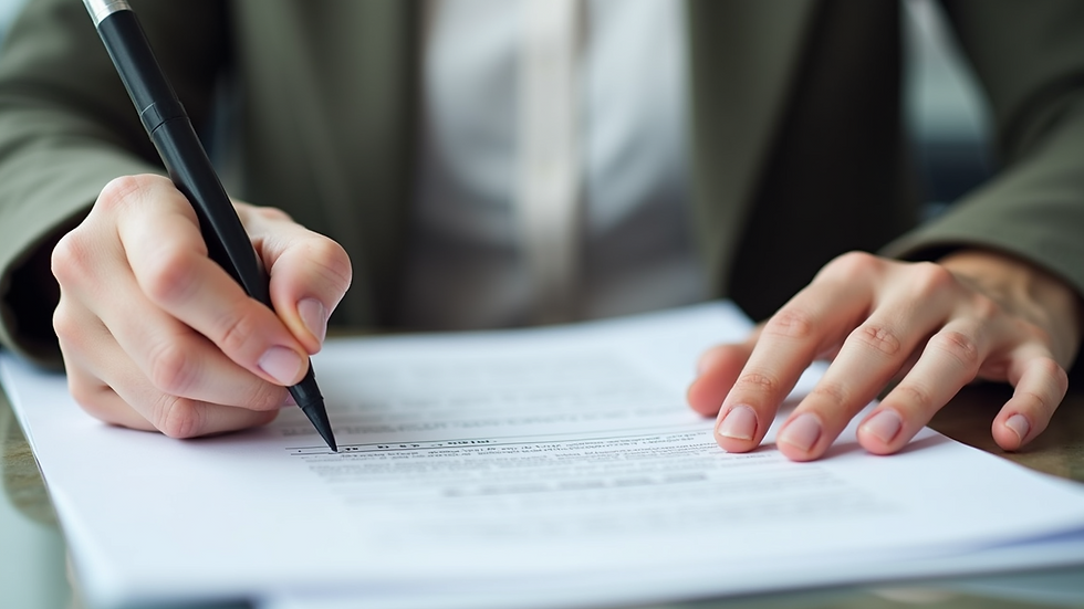Close-up of a teacher grading student papers