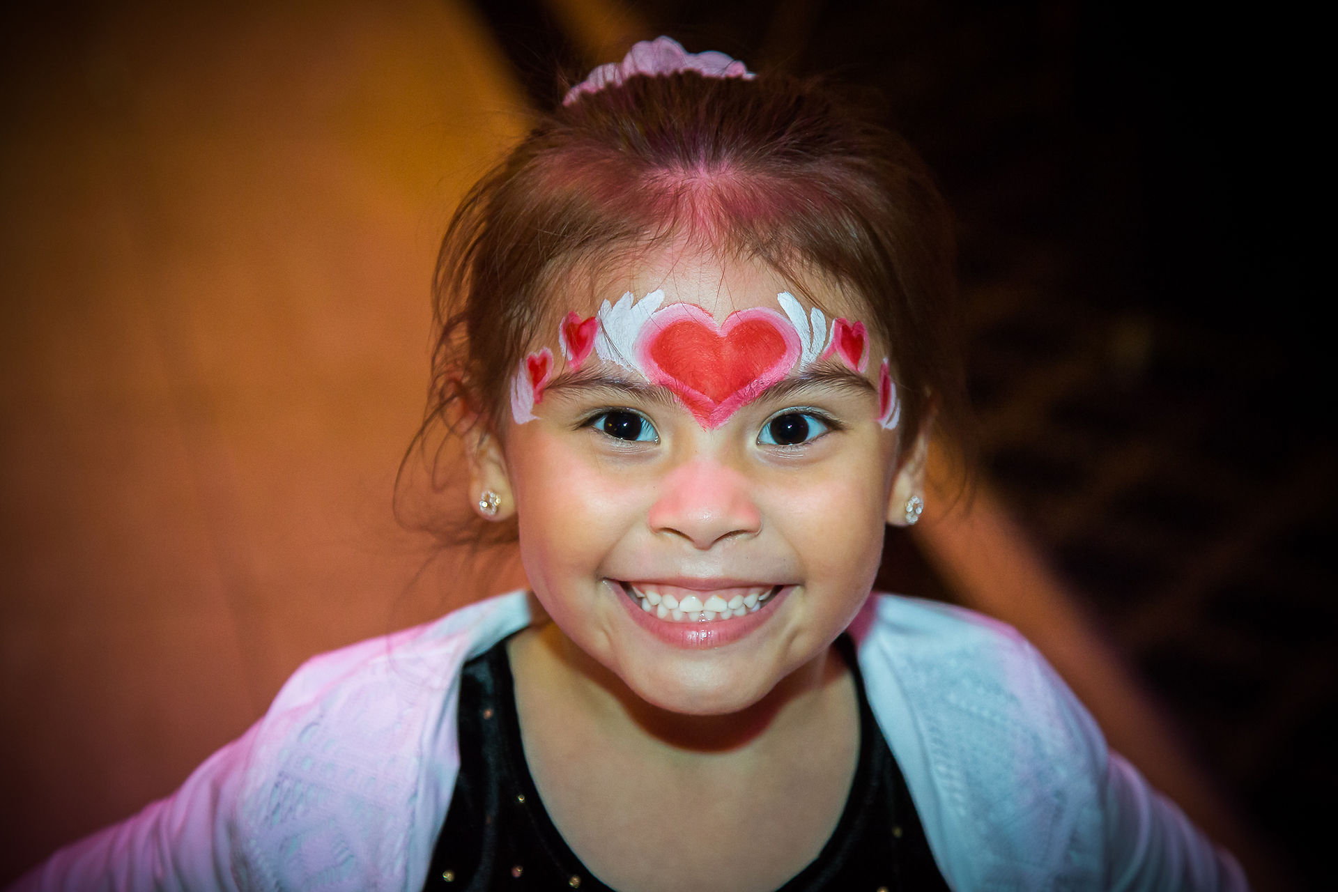 Birthday Party  Photography - Big Smile - Red Heart - Face Painted - Beautiful Little Girl