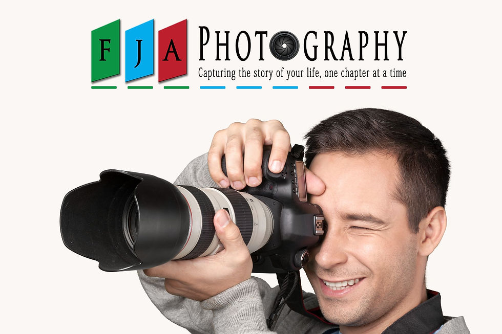 A photographer from FJA Photography capturing a special moment at a quinceañera celebration in New York. The FJA Photography logo can be seen above the photographer's head.
