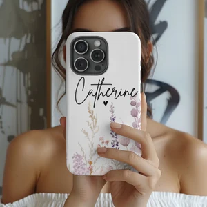 A stylish white and floral phone case, perfect for adding a touch of elegance to your device.