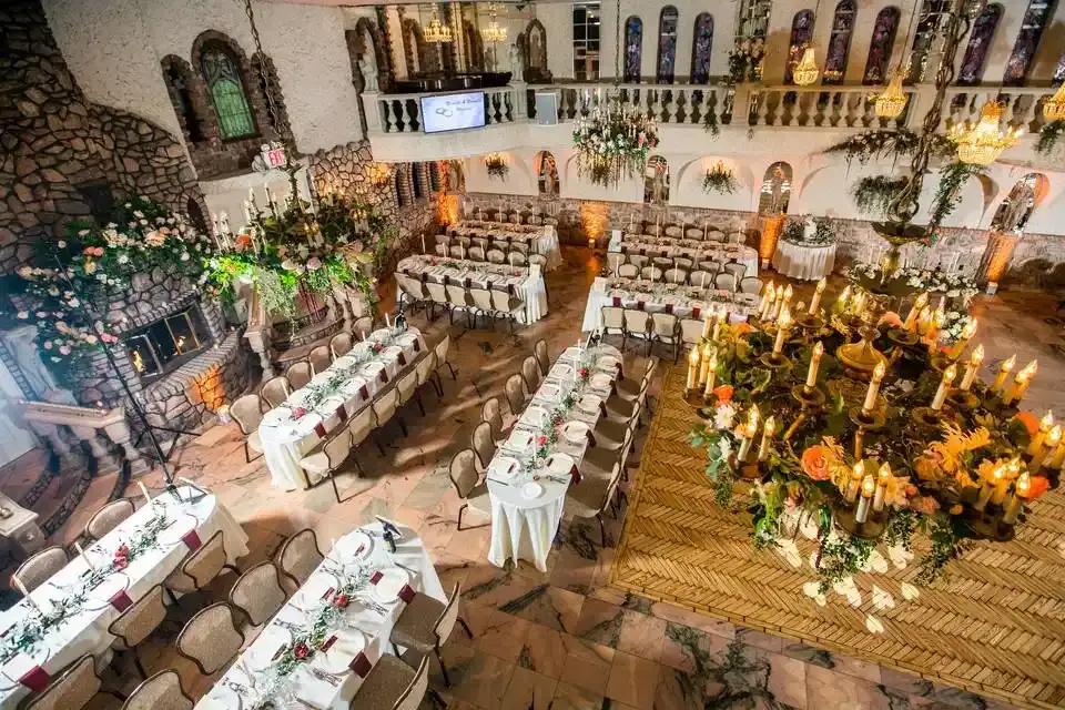 Villa Russo Quinceañera venue in Queens NYC with elegant banquet hall and chandeliers