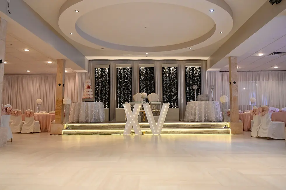 Razag Ballroom Quinceañera venue in Brooklyn NYC with elegant chandeliers and spacious dance floor