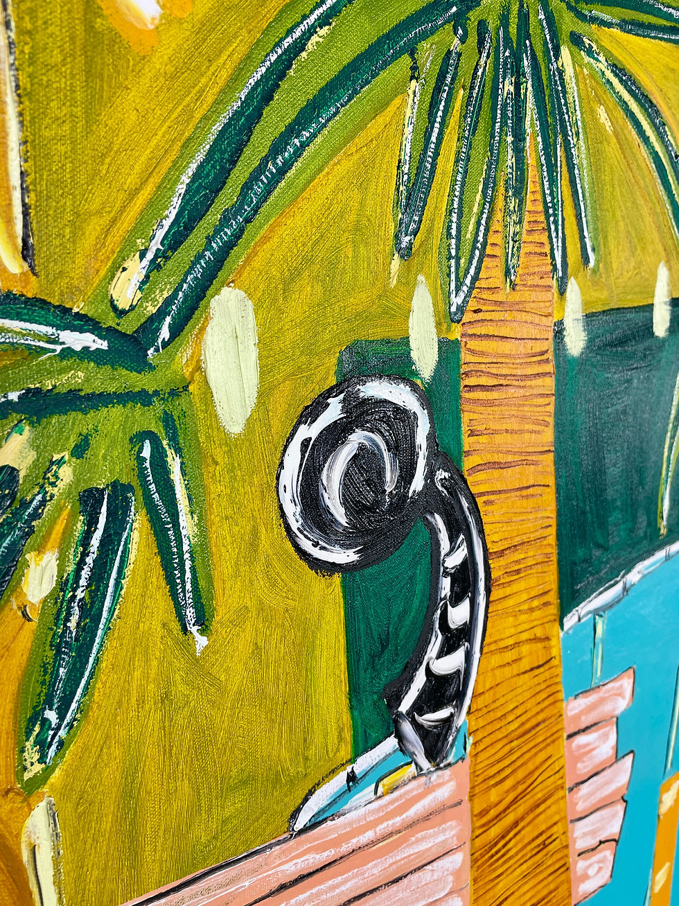 Miniature : Sun memories and jungle pools, 2026 - 121 x 121 x 4 cm