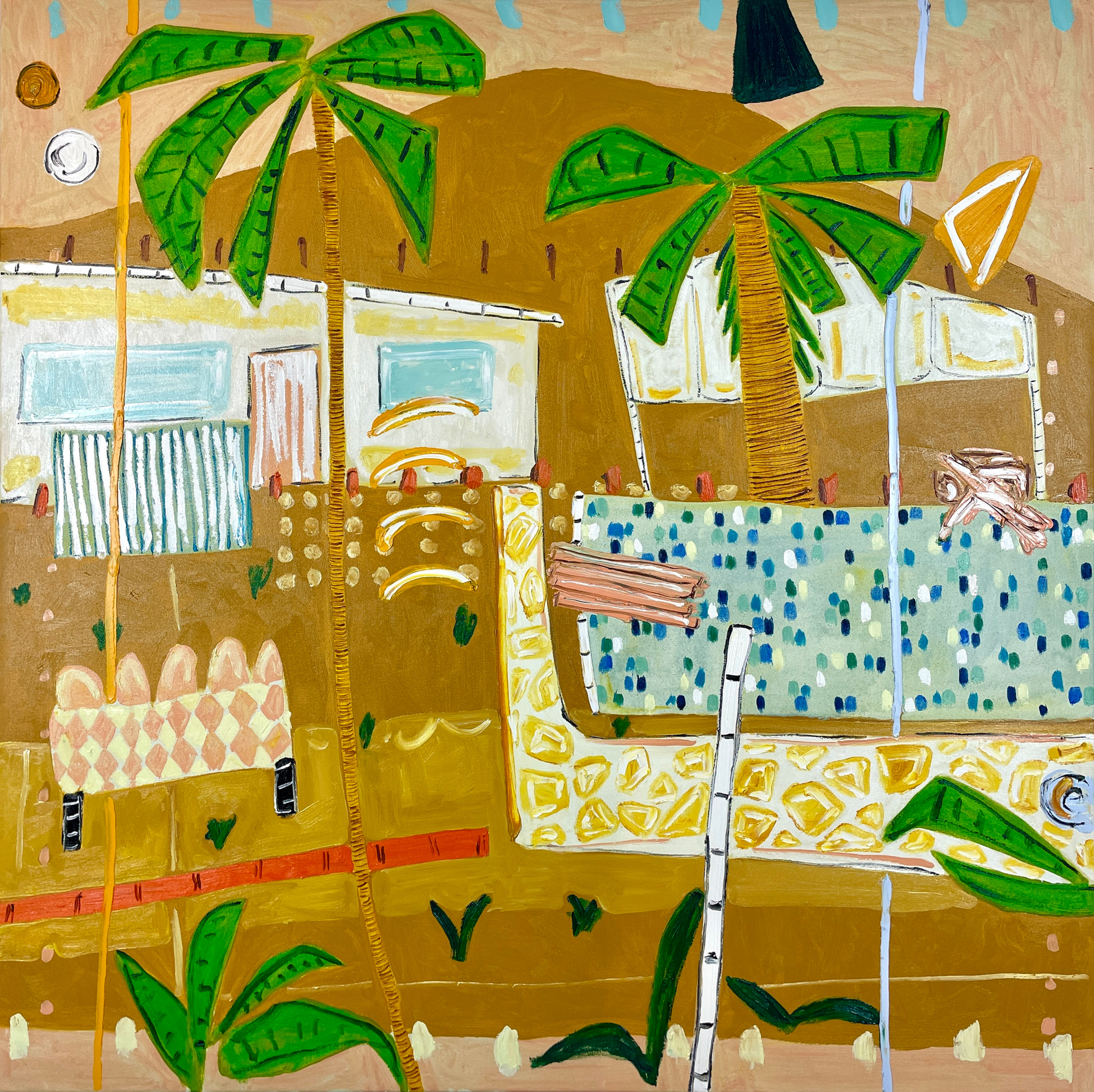 Quiet buzz in the desert heat, 2026 - 121 x 121 x 4 cm