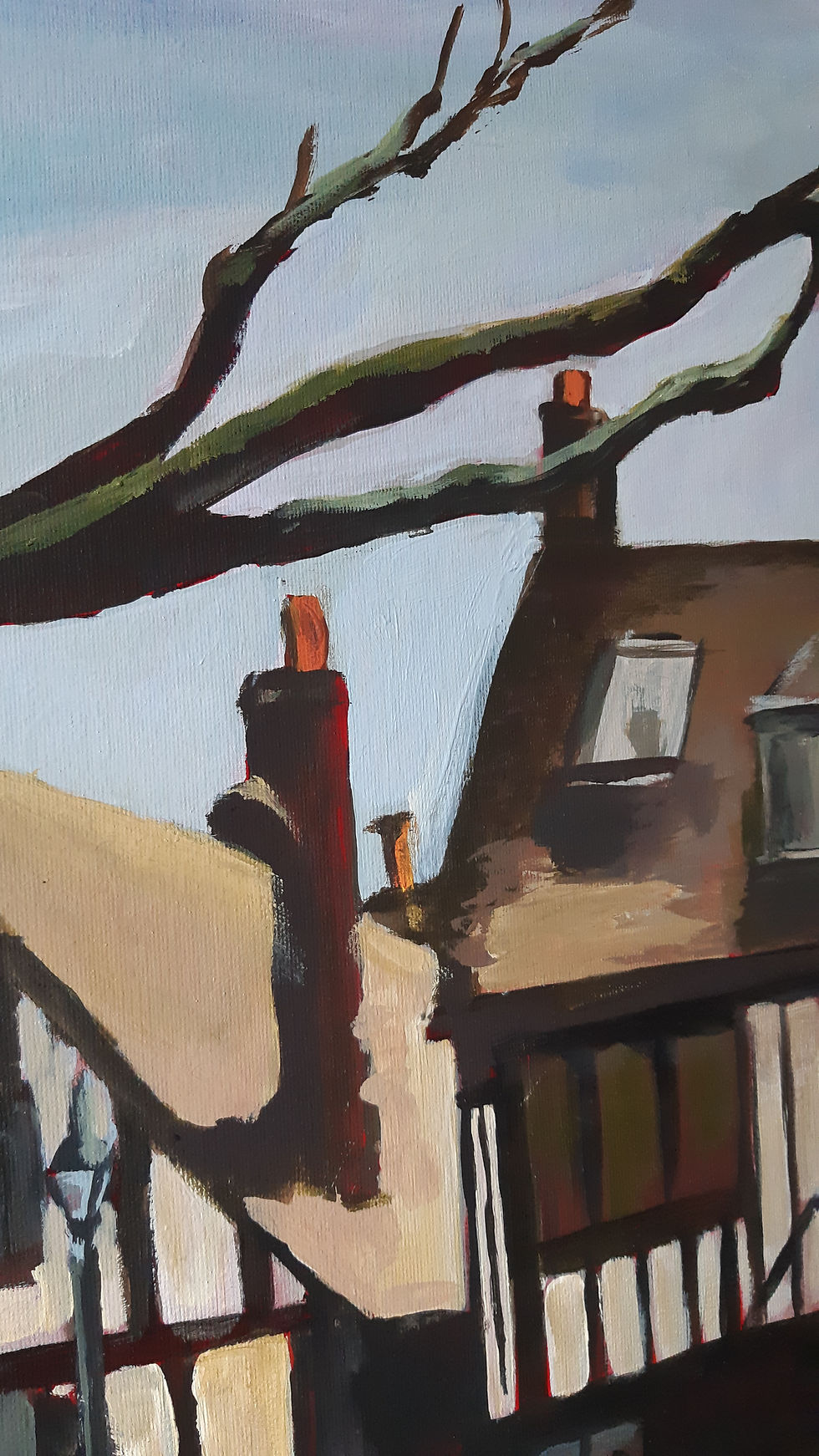 Thumbnail: A quiet spot , 2019 - 81 x 100,5 cms  ---  85.5 x 105 x 4 cms