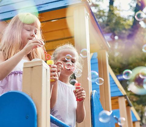 Kids Blowing Bubbles