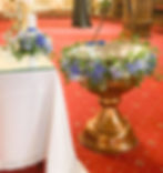 Decoratiune cristelnita hortensie bleu si lumanare botez baietel