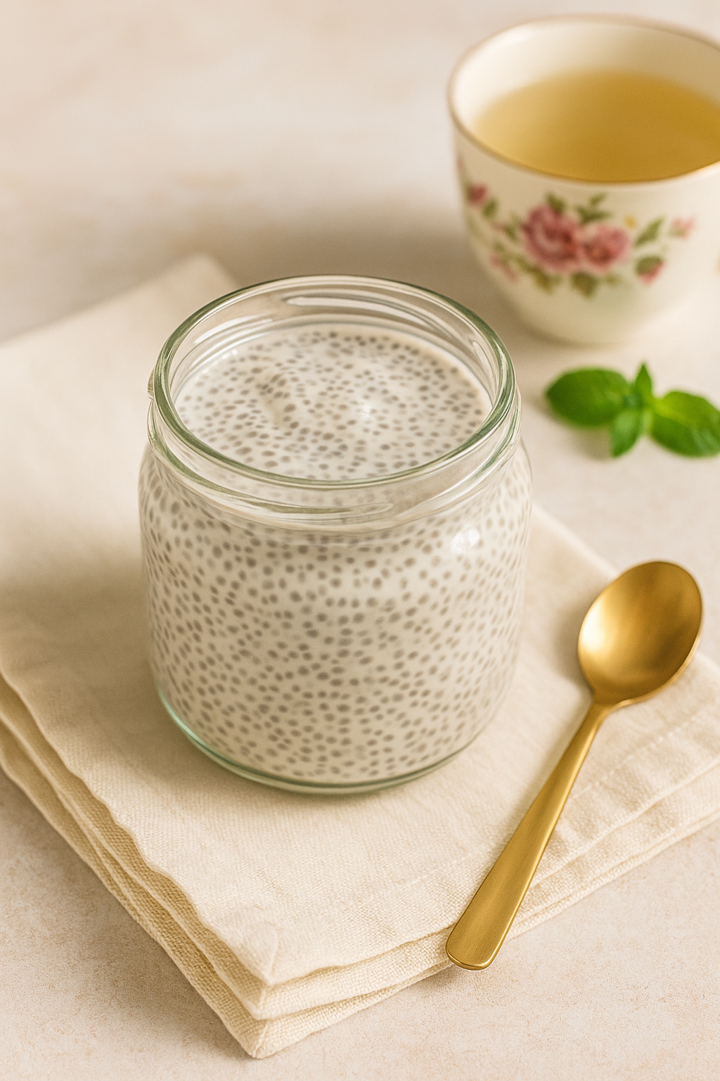 Chia pudding cremoso con leche vegetal