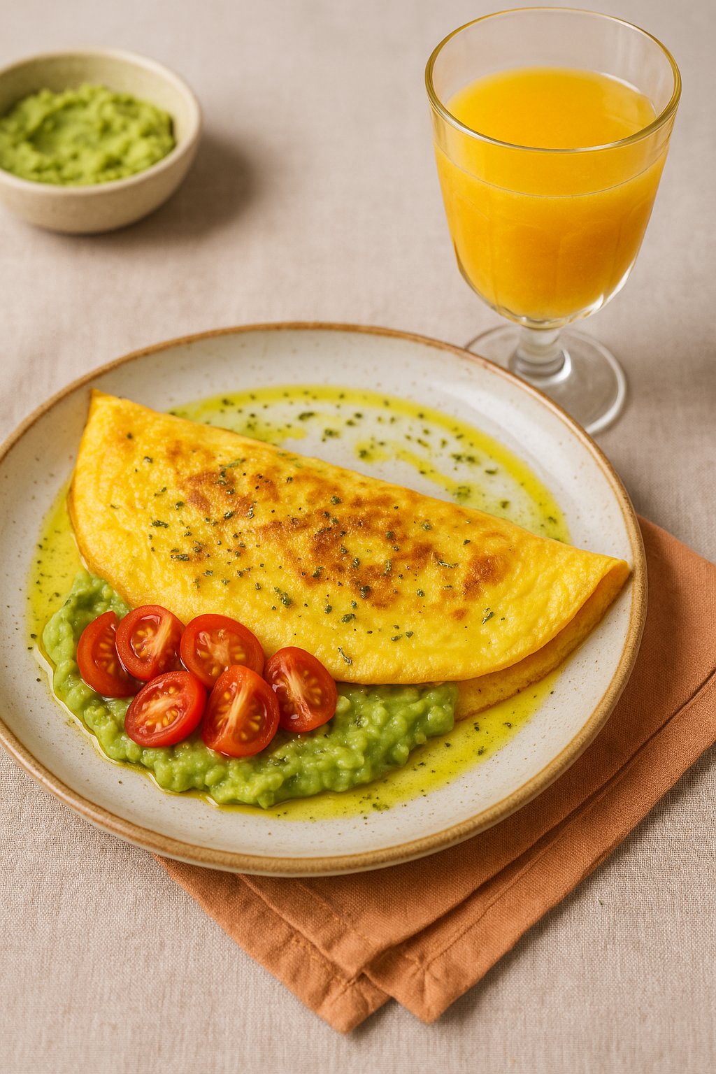 Omelette con Tomatitos Cherry y Palta