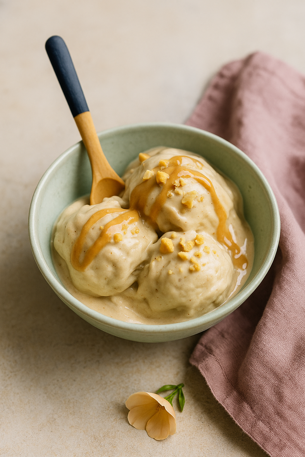 Helado cremoso de banana y manteca de maní