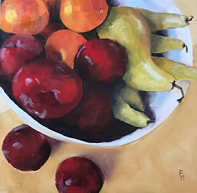 Still Life with Fruit Oils 16 x 16 inches Paulette Moore