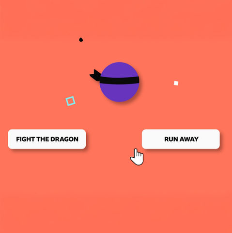 A computer game choice of fight the dragon or run away