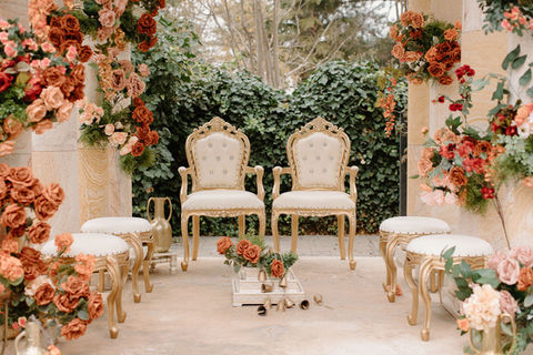 fall flowers for indian wedding ceremony on marble temple 