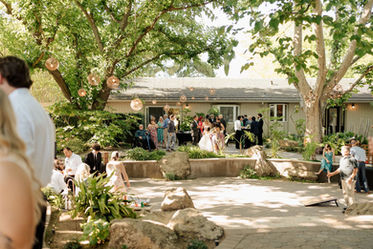 Recessed evening dance floor with lighting at Brownstone Gardens, Oakley.