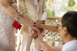 Garden wedding gazebo with trees at Brownstone Gardens, Oakley.