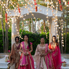 Family dancing at outdoor Indian Sangeet at Brownstone Gardens, Oakley.