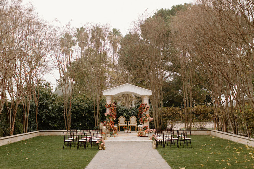 fall flowers for indian wedding ceremony on marble temple 