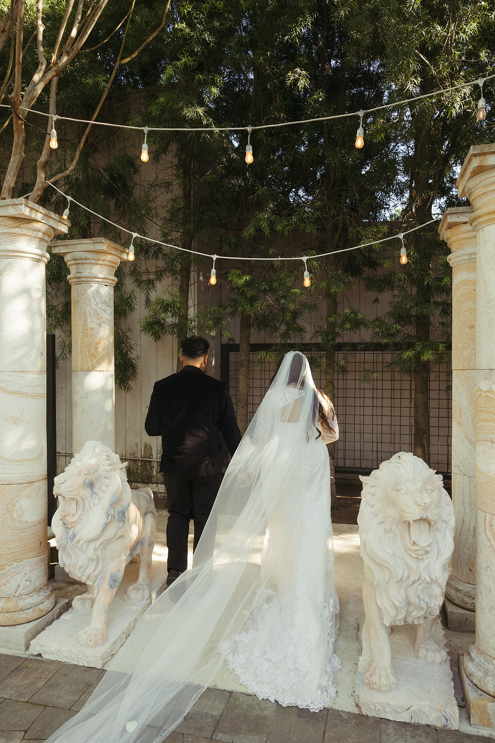 Romantic Couple Portrait Near Garden Temple Arbor at Brownstone Gardens