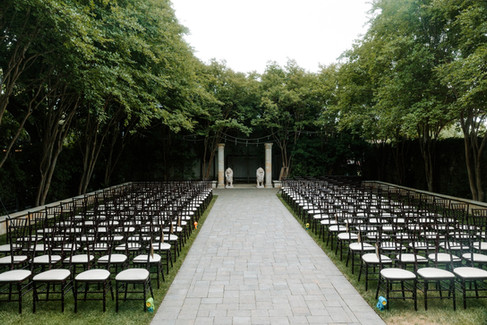 asile for wedding ceremony in an outdoor garden